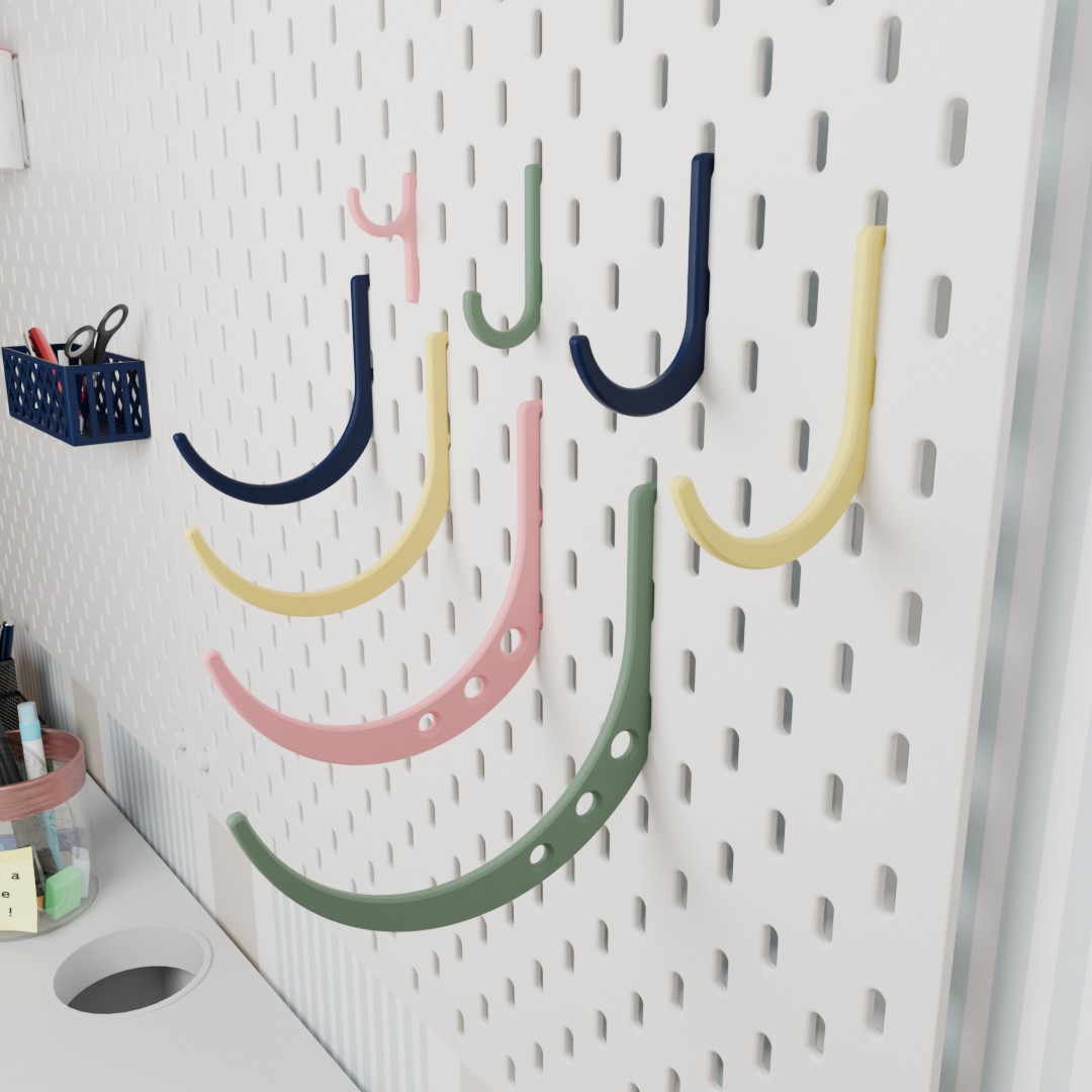Stl Datei von Haken passend für des SKADIS IKEA Pegbord in verschienden Größen